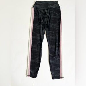 Spiritual Gangster Black Camouflage Leggings with Pink and White Stripes NWOT